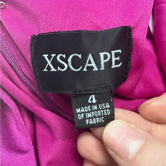 NWOT Xscape | Pink Satin Embellish Strap Long Formal Cocktail And Party Dress 4 - Picture 11 of 13